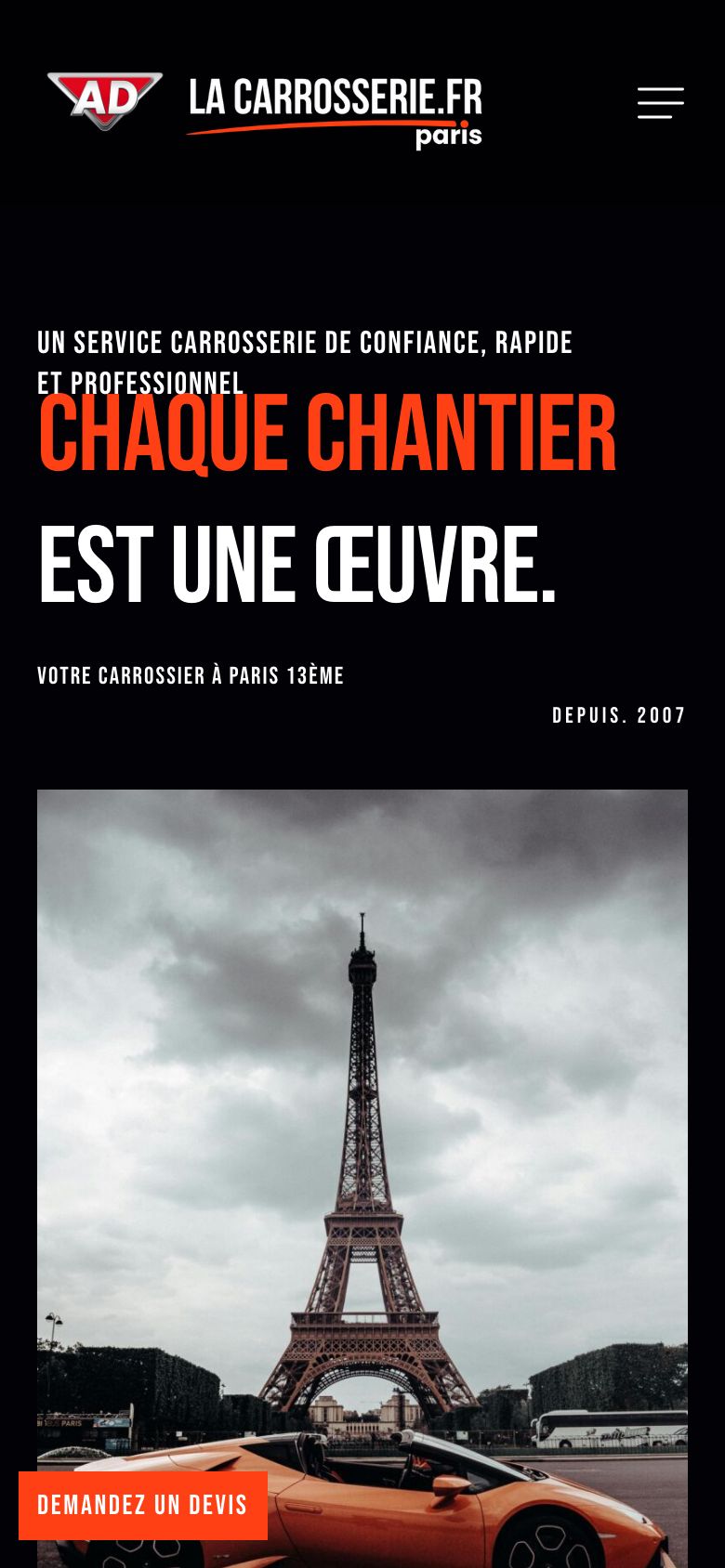 Version mobile du site AD Carrosserie