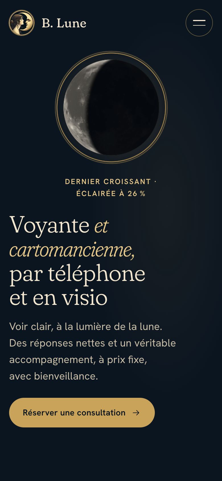 Version mobile du site B. Lune Voyance